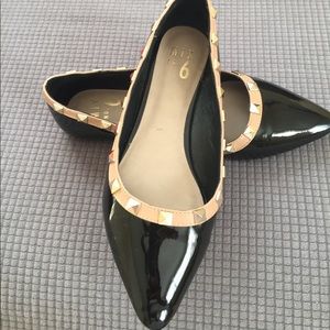 Mix No6 black patent flats